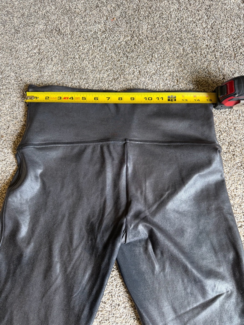 SPANX Black Metallic Shaping Waist Smooth Fit Faux Leather Legging High-Rise 1X - Picture 8 of 10